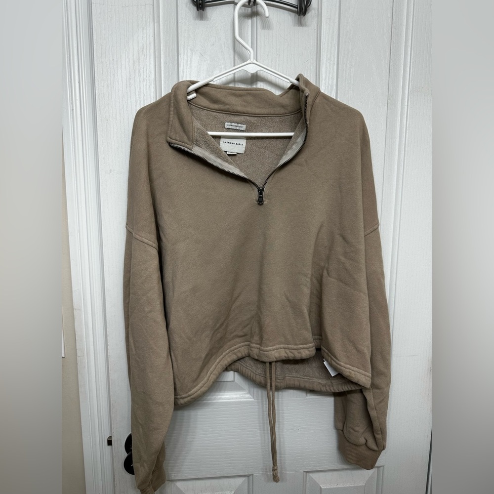 American Eagle cropped quarter zip